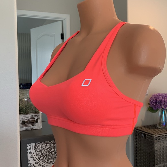 Lorna Jane Bright Orange Shimmer Sports Bra - Picture 3 of 7